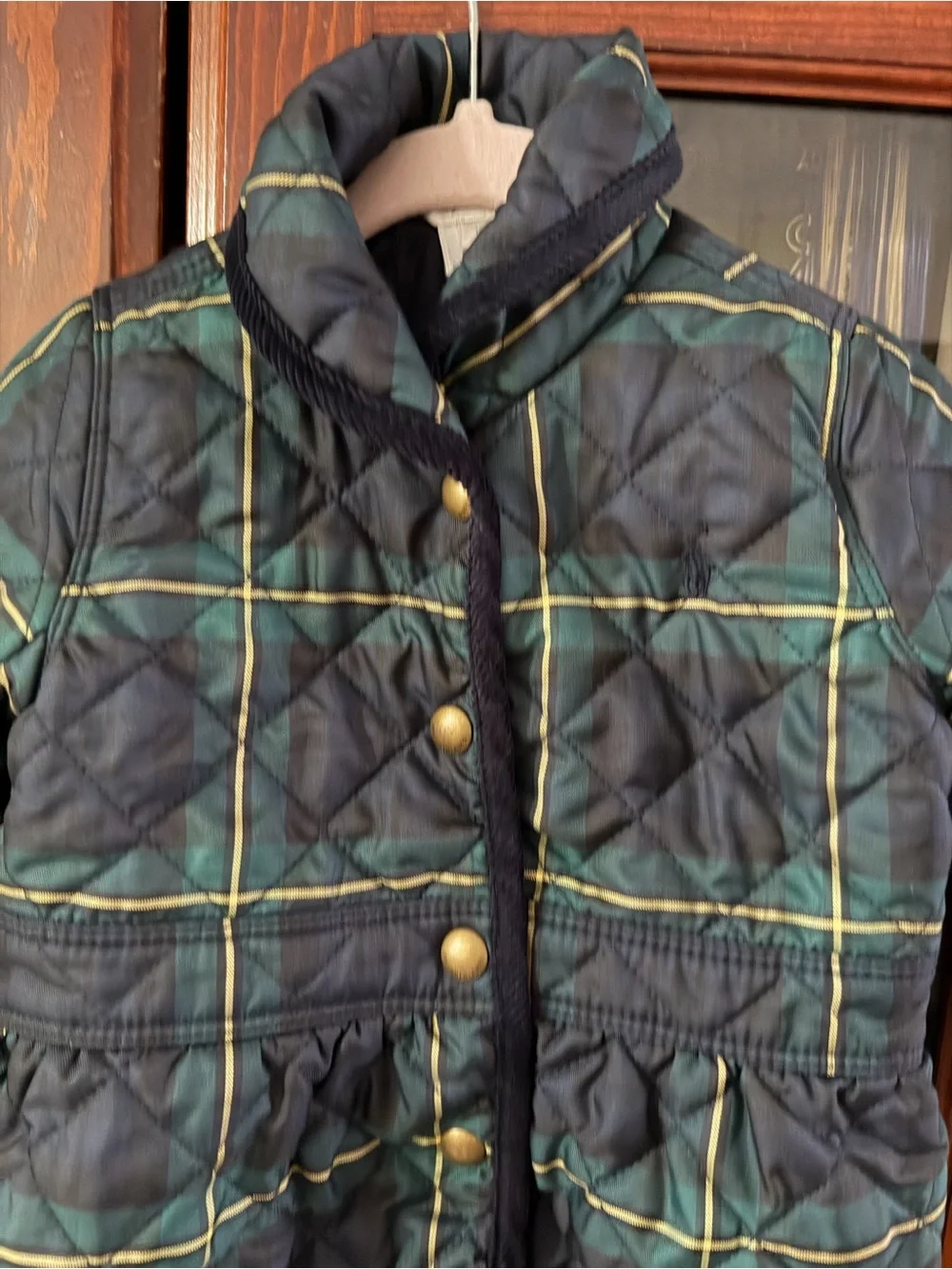Ralph Lauren Quilted Plaid Infant Jacket - Green/Blue Size 12 Months